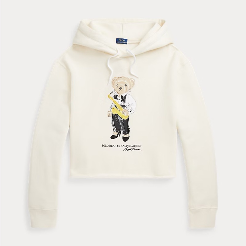 Polo Bear by Ralph Lauren Jazz Polo Bear Cropped Fleece Hoodie Size Small